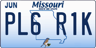 MO license plate PL6R1K