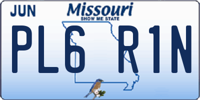 MO license plate PL6R1N