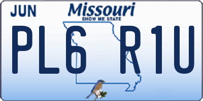 MO license plate PL6R1U