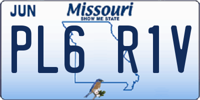 MO license plate PL6R1V
