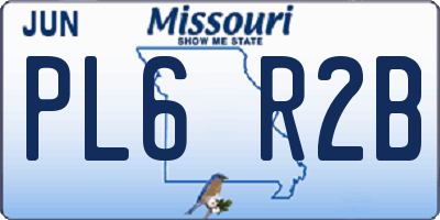 MO license plate PL6R2B