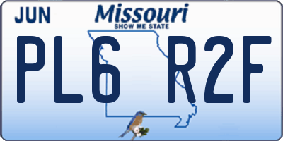 MO license plate PL6R2F