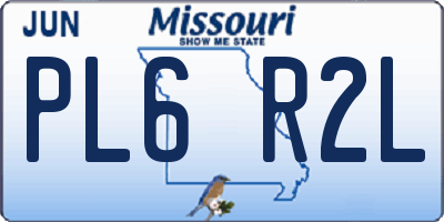 MO license plate PL6R2L