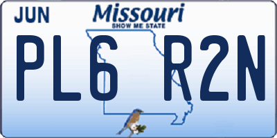 MO license plate PL6R2N