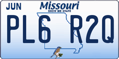 MO license plate PL6R2Q