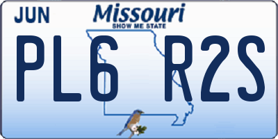 MO license plate PL6R2S