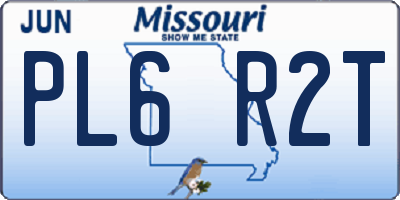 MO license plate PL6R2T