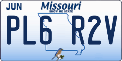 MO license plate PL6R2V