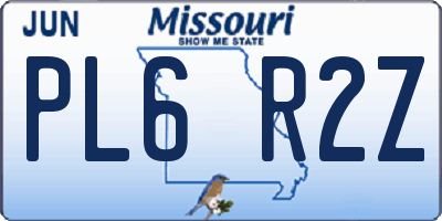 MO license plate PL6R2Z