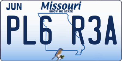 MO license plate PL6R3A