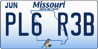 MO license plate PL6R3B