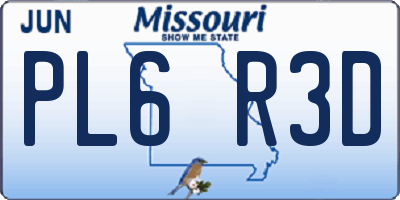 MO license plate PL6R3D