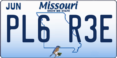MO license plate PL6R3E