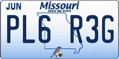 MO license plate PL6R3G