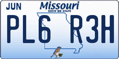 MO license plate PL6R3H