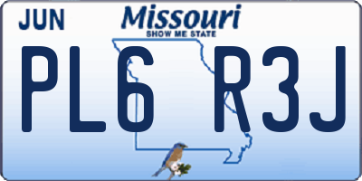 MO license plate PL6R3J