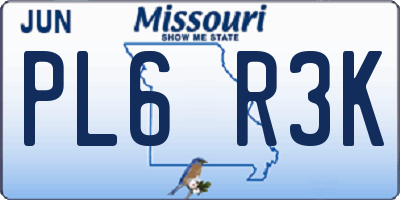 MO license plate PL6R3K