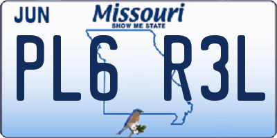 MO license plate PL6R3L