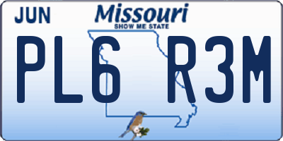 MO license plate PL6R3M