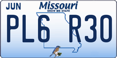 MO license plate PL6R3O