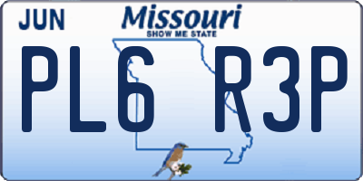 MO license plate PL6R3P