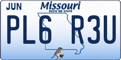 MO license plate PL6R3U