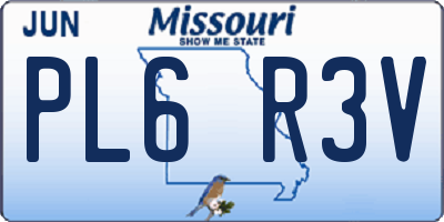 MO license plate PL6R3V