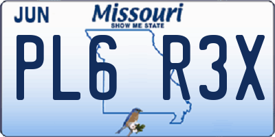 MO license plate PL6R3X