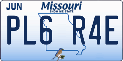 MO license plate PL6R4E