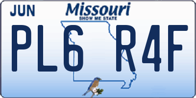 MO license plate PL6R4F