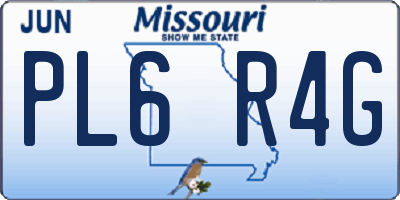 MO license plate PL6R4G