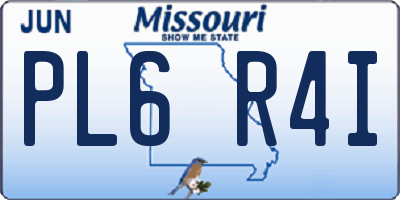 MO license plate PL6R4I