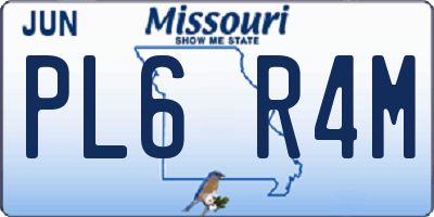 MO license plate PL6R4M