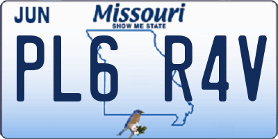 MO license plate PL6R4V