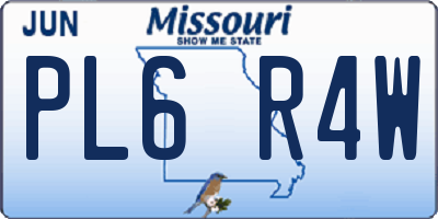 MO license plate PL6R4W