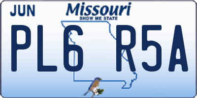MO license plate PL6R5A