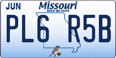 MO license plate PL6R5B
