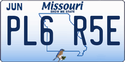 MO license plate PL6R5E