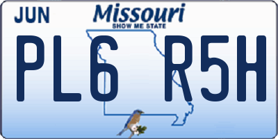 MO license plate PL6R5H