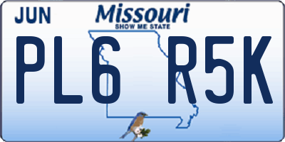 MO license plate PL6R5K