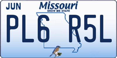 MO license plate PL6R5L