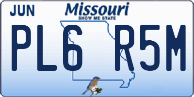 MO license plate PL6R5M