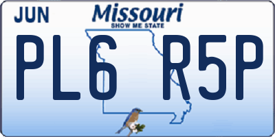 MO license plate PL6R5P