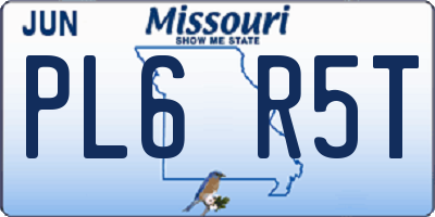MO license plate PL6R5T