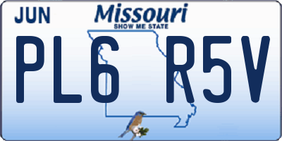 MO license plate PL6R5V