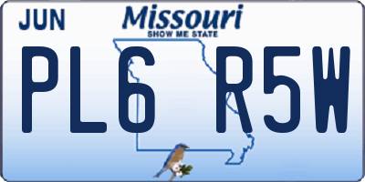 MO license plate PL6R5W