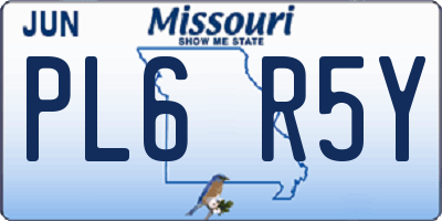 MO license plate PL6R5Y