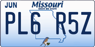 MO license plate PL6R5Z