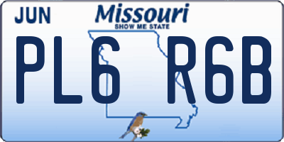 MO license plate PL6R6B