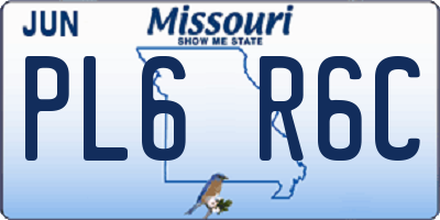 MO license plate PL6R6C